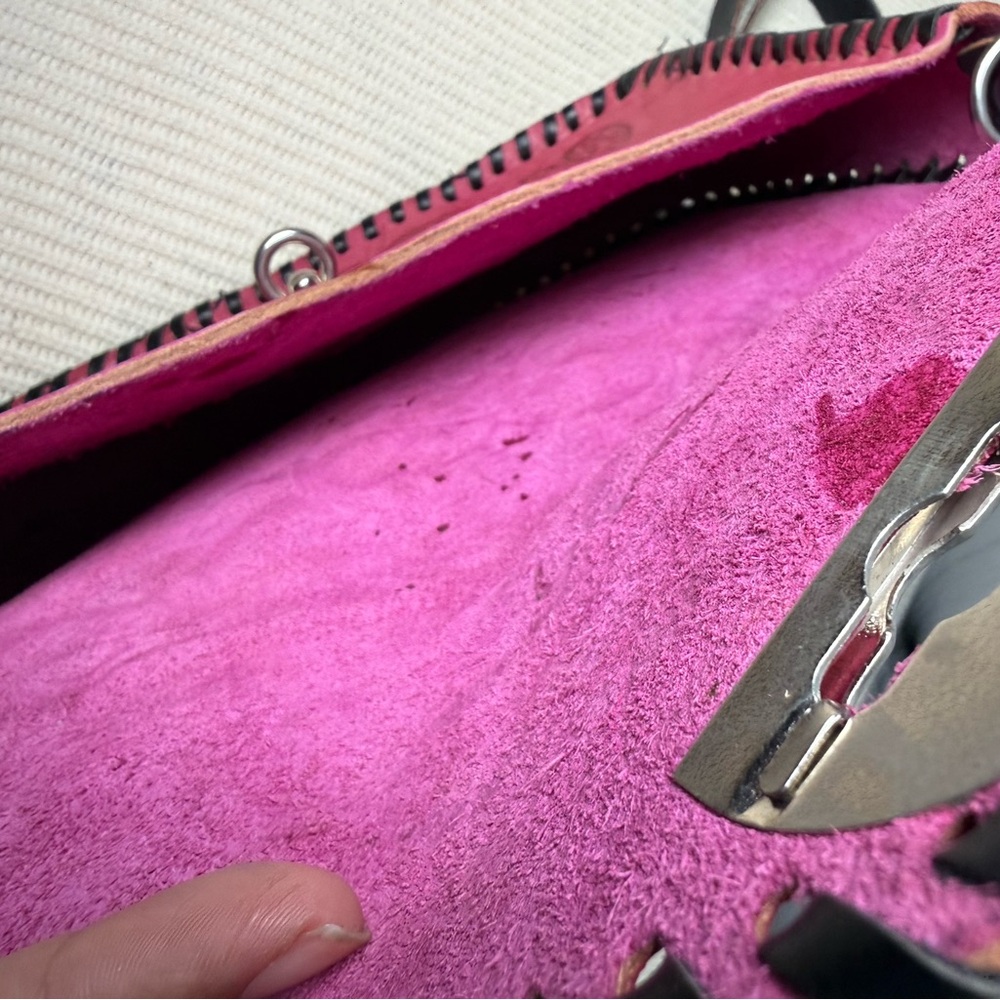 Pink Floral Hand Tooled Leather‎ Purse - Picture 3 of 4